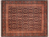 handmade Traditional Paracha Black Rust Hand Knotted RECTANGLE 100% WOOL area rug 8x10